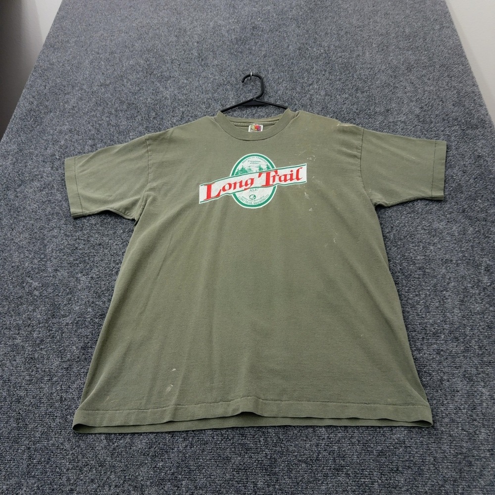 Vintage Long Trail Ale Fruit of the Loom T Shirt Men XL Green Cotton Graphic Tee
